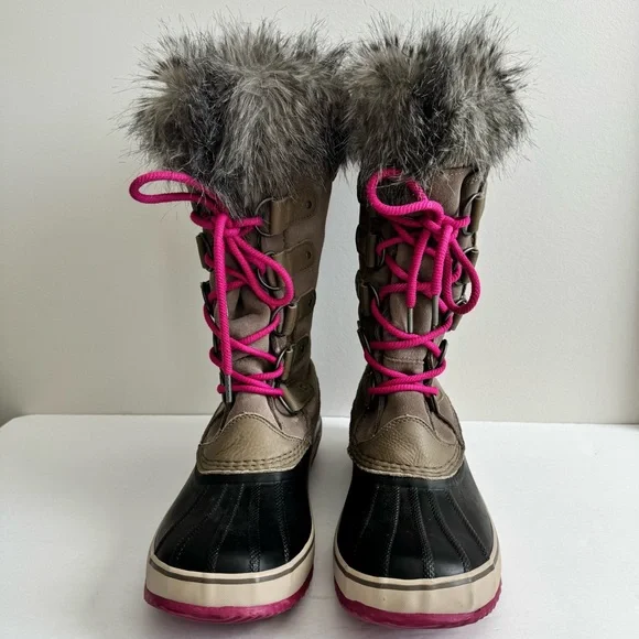 SOREL Joan Of Arctic Faux Fur Lined Suede Pebble Deep Blush Boots Wool Liner 12 - Picture 6 of 14